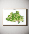 Landkreis Eichstätt Poster als schattierte Reliefkarte, Farbvariante Topographisch, gerahmt an einer Wand #dtk