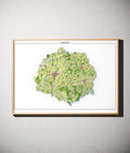 Landkreis Erding Poster als schattierte Reliefkarte, Farbvariante Topographisch, gerahmt an einer Wand #dtk