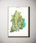 Landkreis Landsberg am Lech Poster als schattierte Reliefkarte, Farbvariante Topographisch, gerahmt an einer Wand #dtk