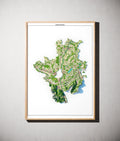 Landkreis Rosenheim Poster als schattierte Reliefkarte, Farbvariante Topographisch, gerahmt an einer Wand #dtk