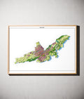 Stadt Landshut Poster als schattierte Reliefkarte, Farbvariante Topographisch, gerahmt an einer Wand #dtk