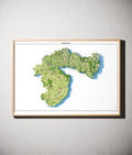 Landkreis Passau Poster als schattierte Reliefkarte, Farbvariante Topographisch, gerahmt an einer Wand #dtk