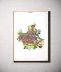 Stadt Regensburg Poster als schattierte Reliefkarte, Farbvariante Topographisch, gerahmt an einer Wand #dtk