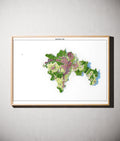 Stadt Weiden i.d.OPf. Poster als schattierte Reliefkarte, Farbvariante Topographisch, gerahmt an einer Wand #dtk