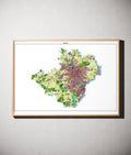 Stadt Hof Poster als schattierte Reliefkarte, Farbvariante Topographisch, gerahmt an einer Wand #dtk