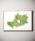 Landkreis Bamberg Poster als schattierte Reliefkarte, Farbvariante Topographisch, gerahmt an einer Wand #dtk