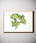 Landkreis Coburg Poster als schattierte Reliefkarte, Farbvariante Topographisch, gerahmt an einer Wand #dtk