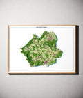 Landkreis Wunsiedel i.Fichtelgebirge Poster als schattierte Reliefkarte, Farbvariante Topographisch, gerahmt an einer Wand #dtk