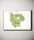 Landkreis Ansbach Poster als schattierte Reliefkarte, Farbvariante Topographisch, gerahmt an einer Wand #dtk