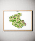 Landkreis Fürth Poster als schattierte Reliefkarte, Farbvariante Topographisch, gerahmt an einer Wand #dtk