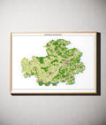 Landkreis Neustadt a.d.Aisch-Bad Windsheim Poster als schattierte Reliefkarte, Farbvariante Topographisch, gerahmt an einer Wand #dtk