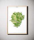 Landkreis Haßberge Poster als schattierte Reliefkarte, Farbvariante Topographisch, gerahmt an einer Wand #dtk