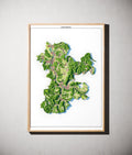 Landkreis Miltenberg Poster als schattierte Reliefkarte, Farbvariante Topographisch, gerahmt an einer Wand #dtk