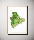 Landkreis Main-Spessart Poster als schattierte Reliefkarte, Farbvariante Topographisch, gerahmt an einer Wand #dtk