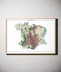 Stadt Kempten (Allgäu) Poster als schattierte Reliefkarte, Farbvariante Topographisch, gerahmt an einer Wand #dtk
