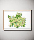 Landkreis Dillingen a.d.Donau Poster als schattierte Reliefkarte, Farbvariante Topographisch, gerahmt an einer Wand #dtk