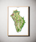 Landkreis Neu-Ulm Poster als schattierte Reliefkarte, Farbvariante Topographisch, gerahmt an einer Wand #dtk