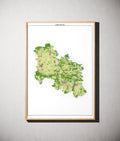 Landkreis Donau-Ries Poster als schattierte Reliefkarte, Farbvariante Topographisch, gerahmt an einer Wand #dtk